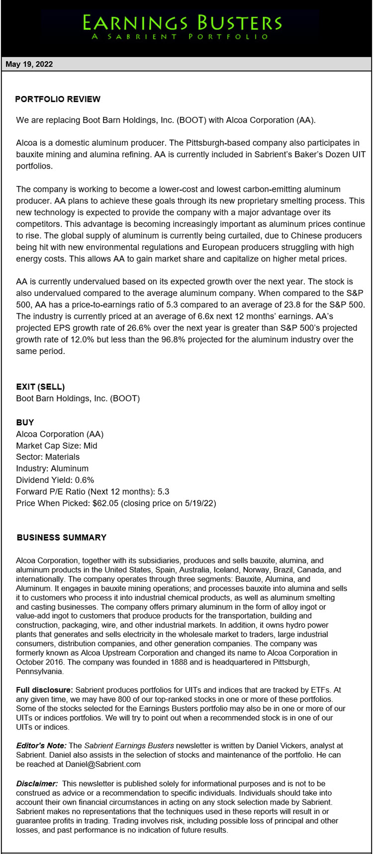 Earnings Busters Newsletter - May 19, 2022