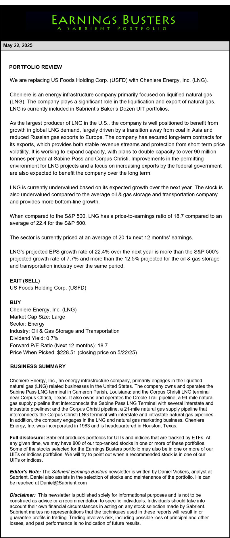 Earnings Busters Newsletter - May 22, 2025