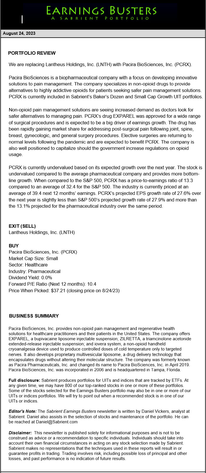 Earnings Busters Newsletter - August 24, 2023