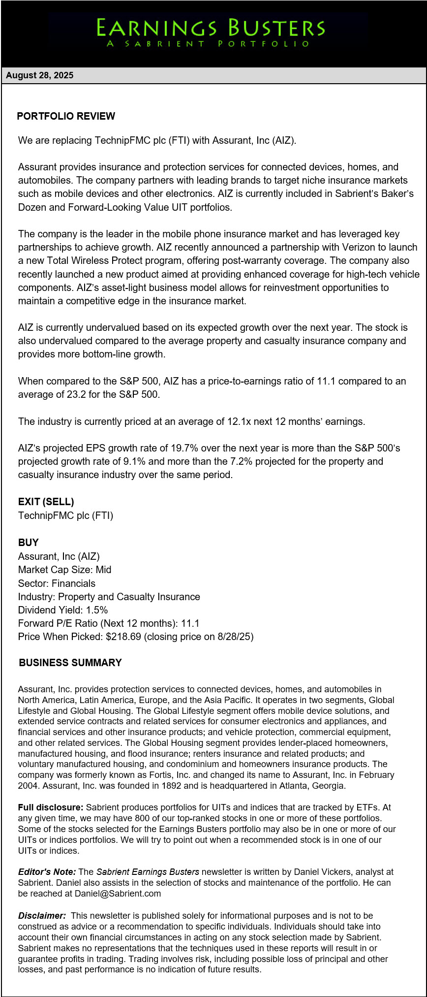 Earnings Busters Newsletter - August 28, 2025